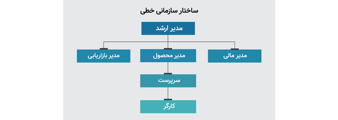 ساختار سازمانی و انواع آن (خطی، پروژه ای، ماتریسی و…)